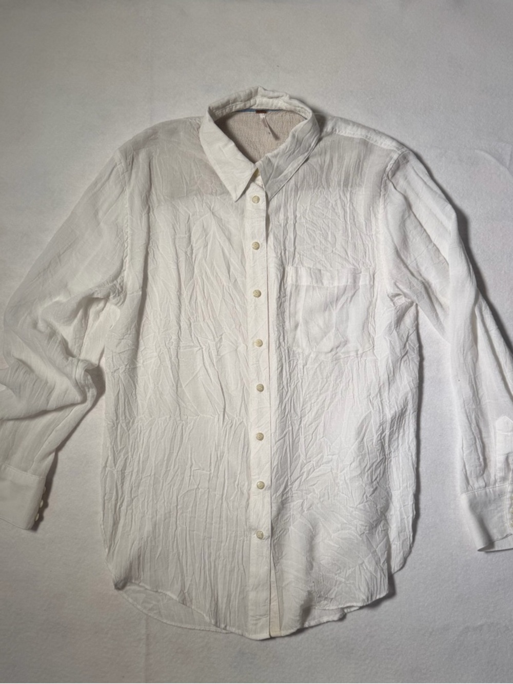 Free people Classic White Long-Sleeve Button-Up Shirt